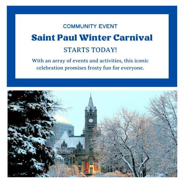 ❄️ The Saint Paul Winter Carnival starts TODAY! ❄️
ㅤ
Get ready to embrace the winter wonderland at the 2024 Saint Paul Winter Carnival! 🎉 With an array of events and activities, this iconic celebration promises frosty fun for everyone.
ㅤ
📍 Where: Rice Park, Minnesota State Fairgrounds, Union Depot, Landmark Center, and more locations around Saint Paul.
ㅤ
📆 When: January 25 - February 4, 2024
ㅤ
🧣 Bundle up and enjoy:
ㅤ
- Stunning Ice Carvings
- Snow Sculpture Park and Maze
- Laser Light Show
- Live Music
- Delicious Food Trucks
- Exciting Entertainment
- And much more!
ㅤ
Don't miss out on the chilly charm of the Saint Paul Winter Carnival. Grab your friends and family, and let's make unforgettable winter memories together! ❄️❤️
ㅤ
#SaintPaulWinterCarnival #WinterFun #MinnesotaEvents